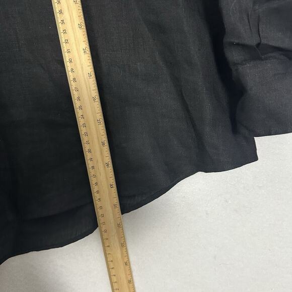 Baird McNutt Murano Linen Shirt Mens 2XB Black Mandarin Collar Button Up GUC - Picture 6 of 10